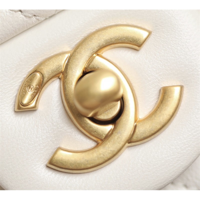 Chanel 24P Mini Pearls Handle Flap Bag AS4384 White