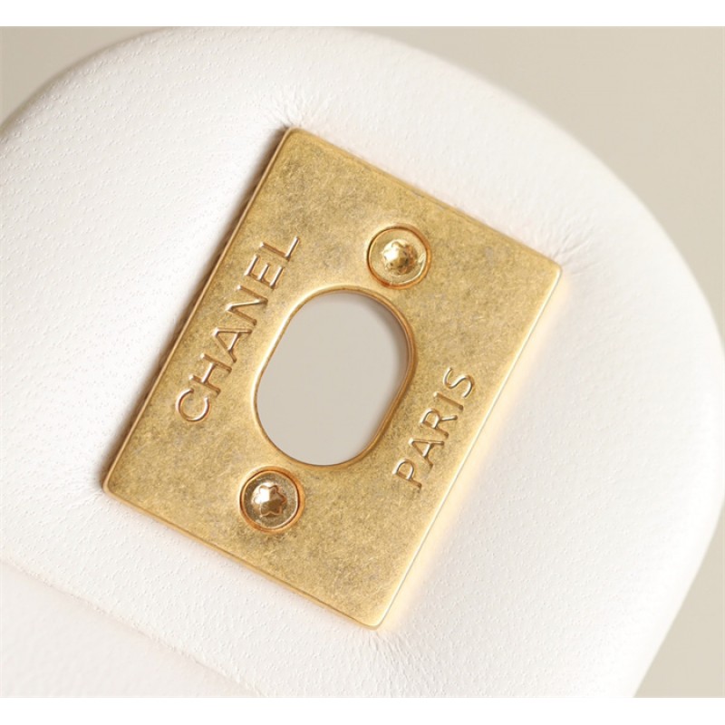 Chanel 24P Mini Pearls Handle Flap Bag AS4384 White