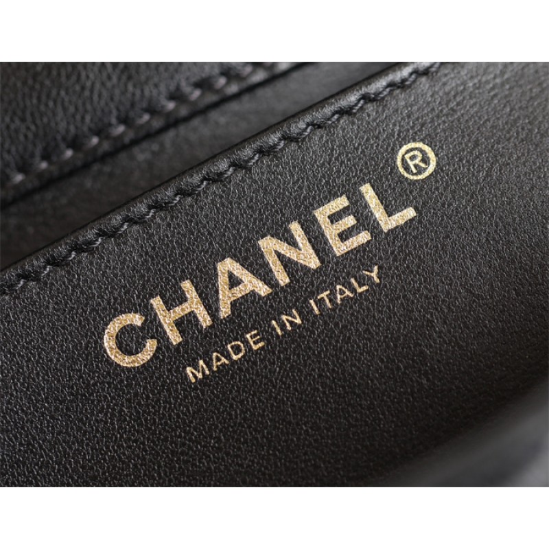 Chanel 24P Mini Pearls Handle Flap Bag AS4384 Black