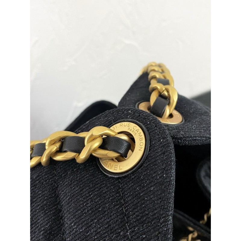 Chanel 25 small handbag AS5293 Washed Denim Black