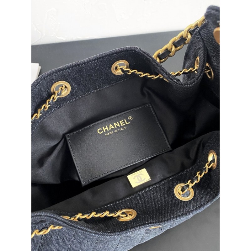 Chanel 25 small handbag AS5293 Washed Denim Black