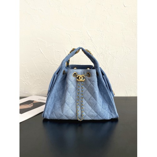 Chanel 25 small handbag AS5293 Washed Denim Blue