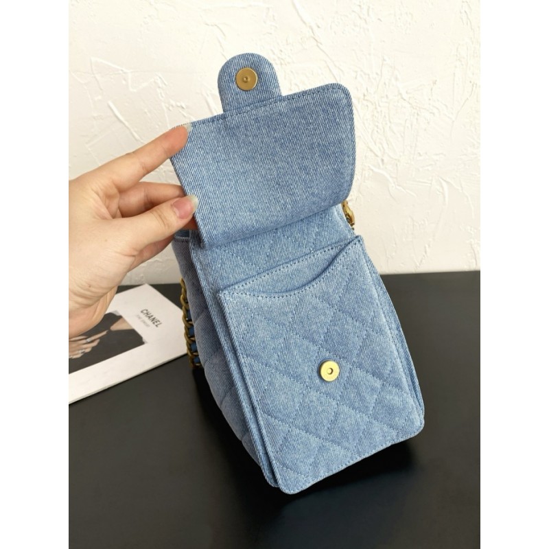 Chanel 25 small handbag AS5293 Washed Denim Blue