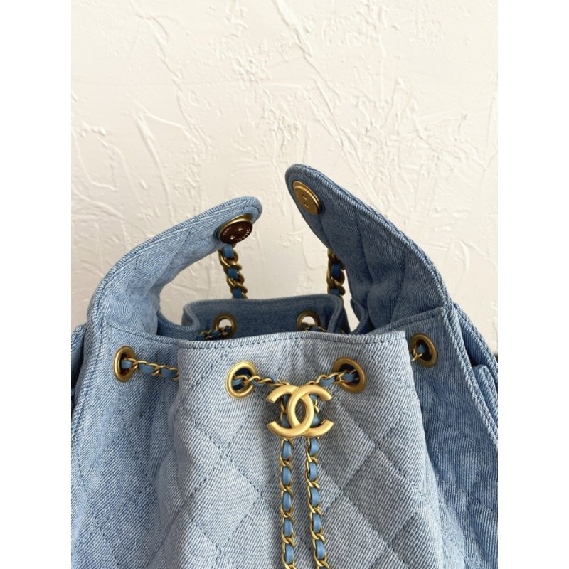 Chanel 25 small handbag AS5293 Washed Denim Blue