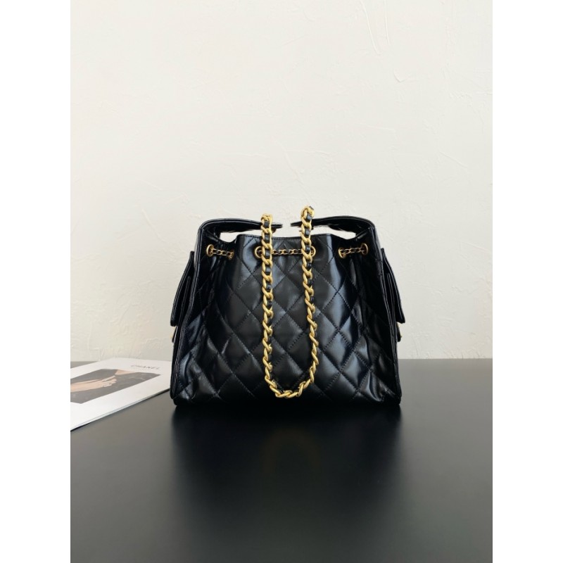 Chanel 25 small handbag Shiny Calfskin AS5293 Black