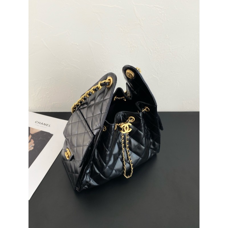 Chanel 25 small handbag Shiny Calfskin AS5293 Black