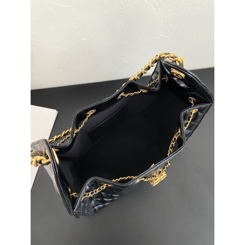 Chanel 25 small handbag Shiny Calfskin AS5293 Black