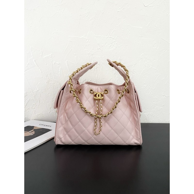 Chanel 25 small handbag AS5293 Grained Calfskin Light Pink