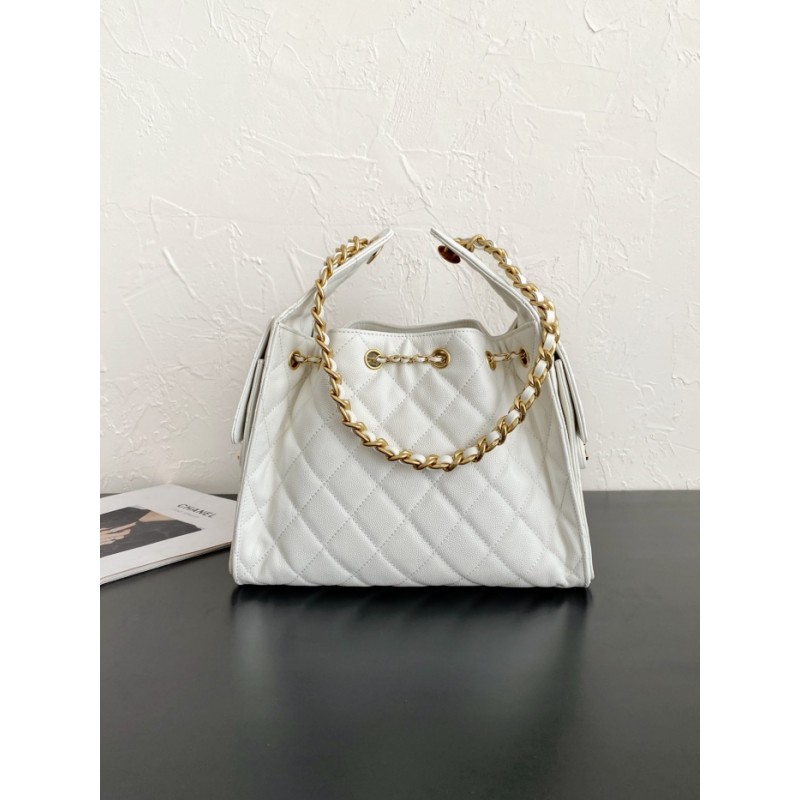 Chanel 25 small handbag Grained Calfskin AS5293 White