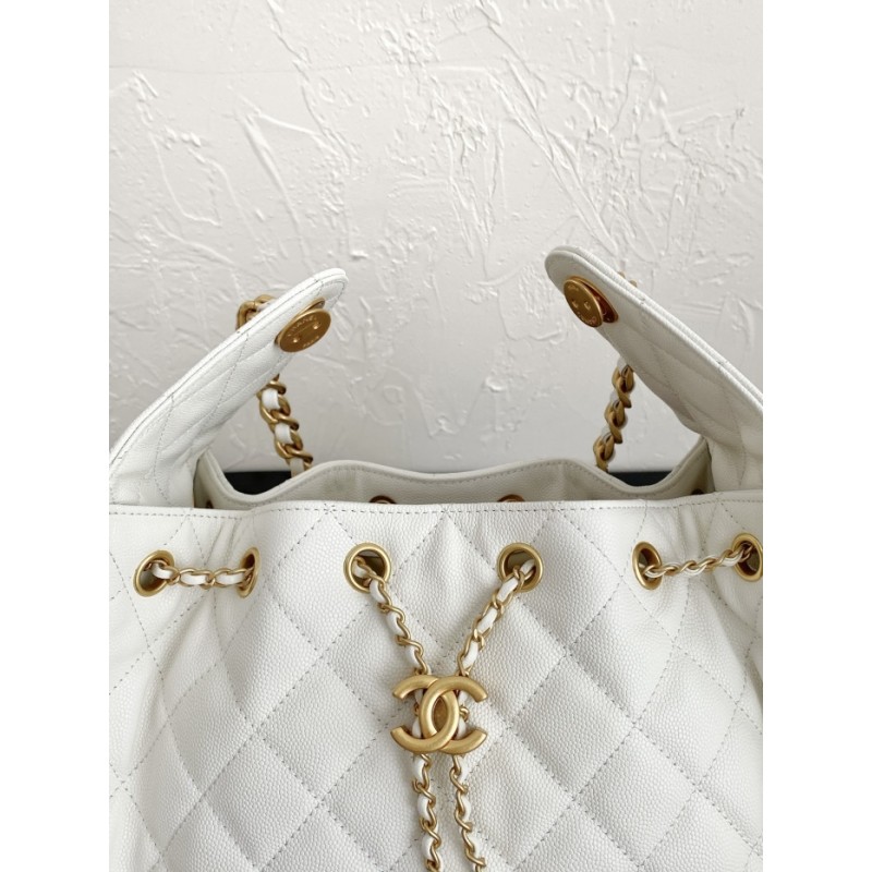 Chanel 25 small handbag Grained Calfskin AS5293 White