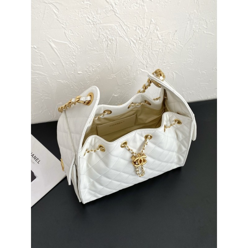Chanel 25 small handbag Grained Calfskin AS5293 White