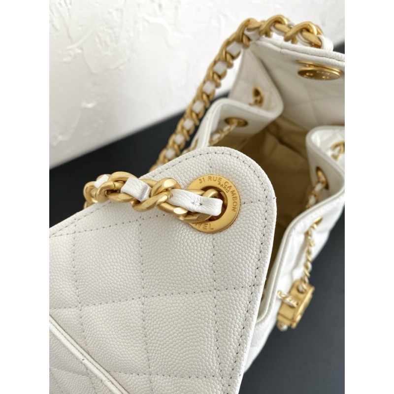 Chanel 25 small handbag Grained Calfskin AS5293 White