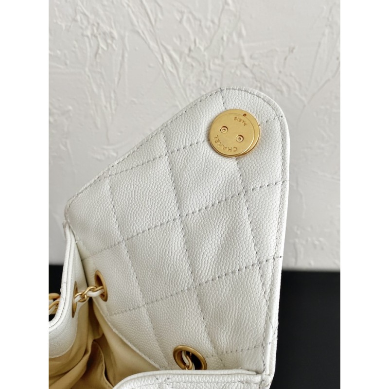 Chanel 25 small handbag Grained Calfskin AS5293 White