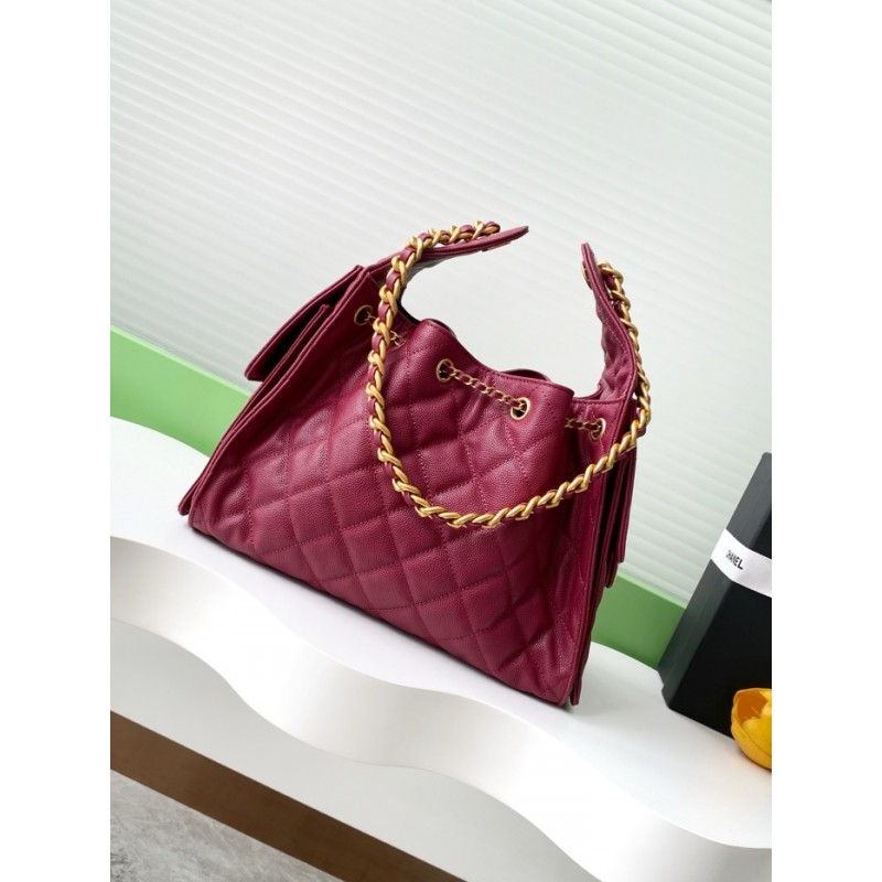Chanel 25 small handbag Grained Calfskin AS5293 Burgundy