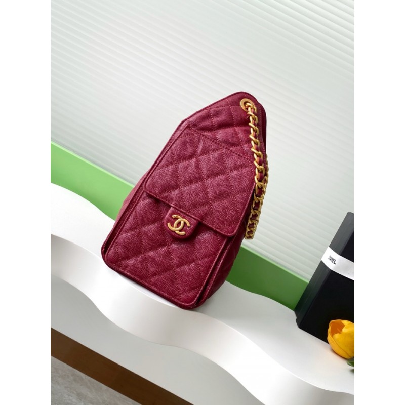 Chanel 25 small handbag Grained Calfskin AS5293 Burgundy