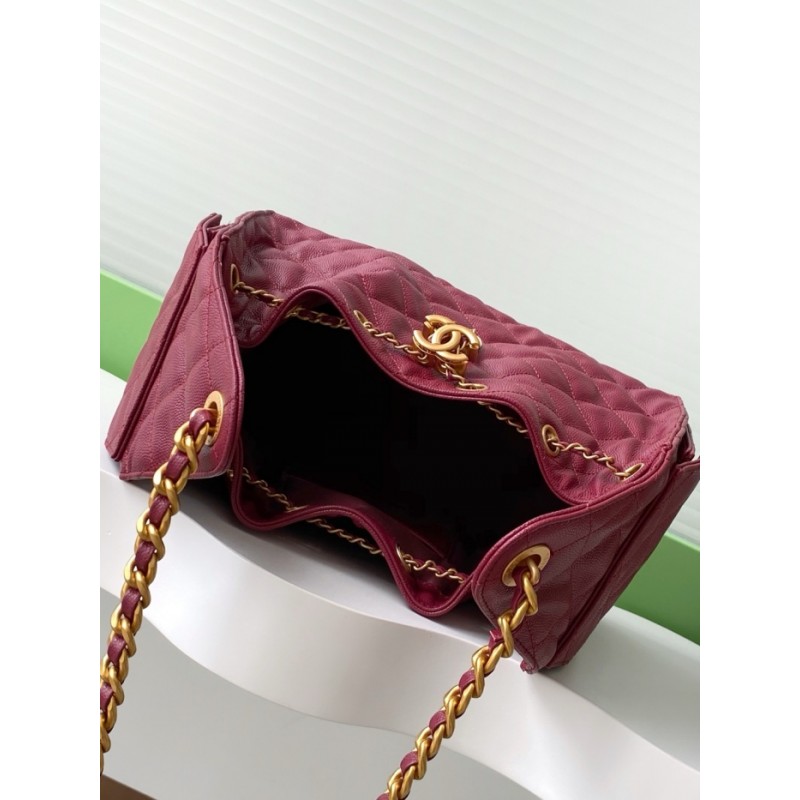 Chanel 25 small handbag Grained Calfskin AS5293 Burgundy