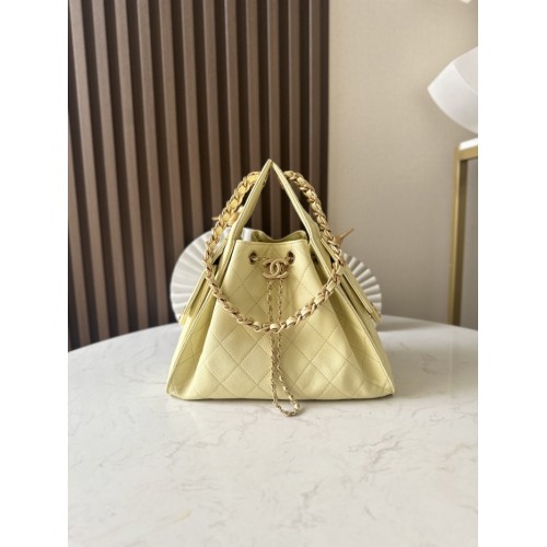 Chanel 25 small handbag Grained Calfskin AS5293 Light Yellow