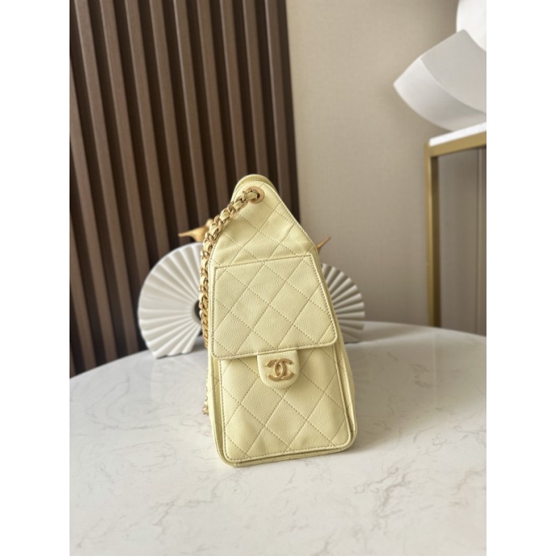 Chanel 25 small handbag Grained Calfskin AS5293 Light Yellow