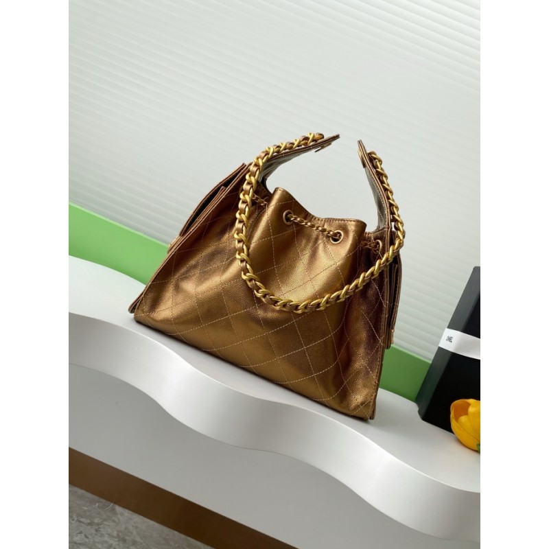 Chanel 25 small handbag Grained Calfskin AS5293 Dark Gold