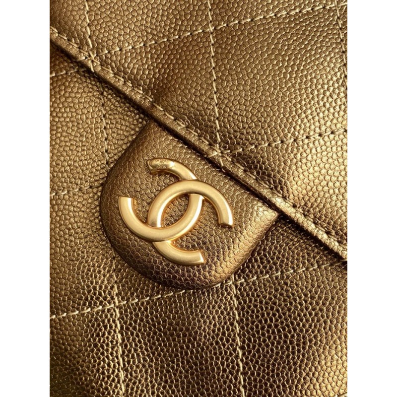 Chanel 25 small handbag Grained Calfskin AS5293 Dark Gold