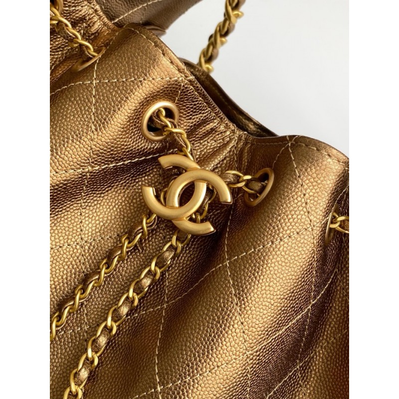 Chanel 25 small handbag Grained Calfskin AS5293 Dark Gold