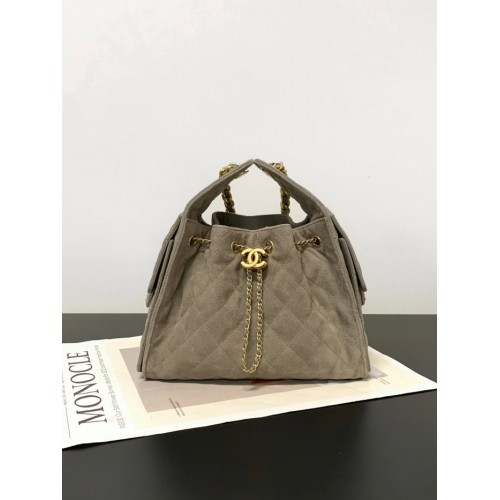 Chanel 25 small handbag Suede Calfskin AS5293 Grey
