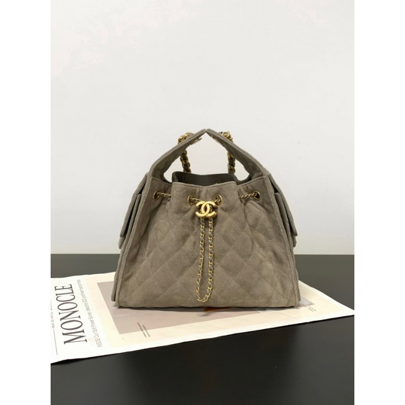 Chanel 25 small handbag Suede Calfskin AS5293 Grey
