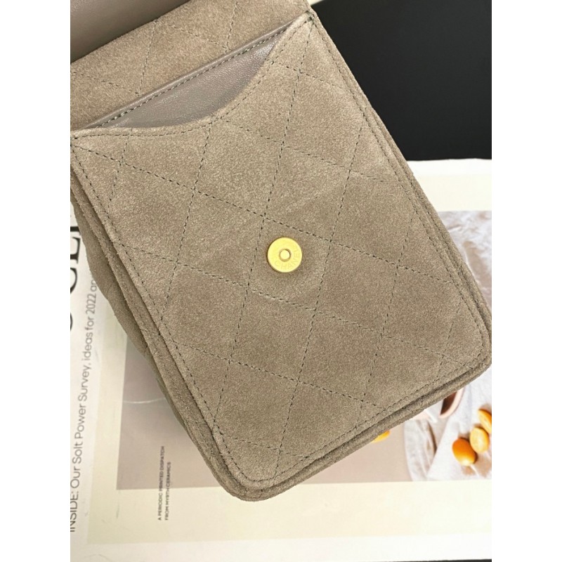 Chanel 25 small handbag Suede Calfskin AS5293 Grey