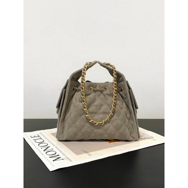 Chanel 25 small handbag Suede Calfskin AS5293 Grey