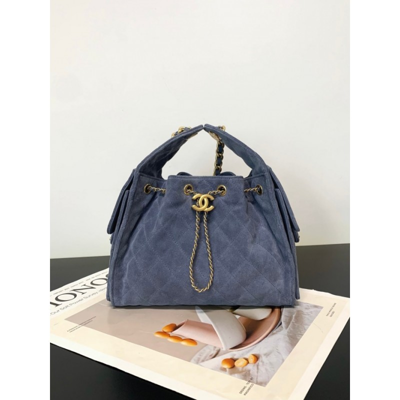 Chanel 25 small handbag Suede Calfskin AS5293 Blue