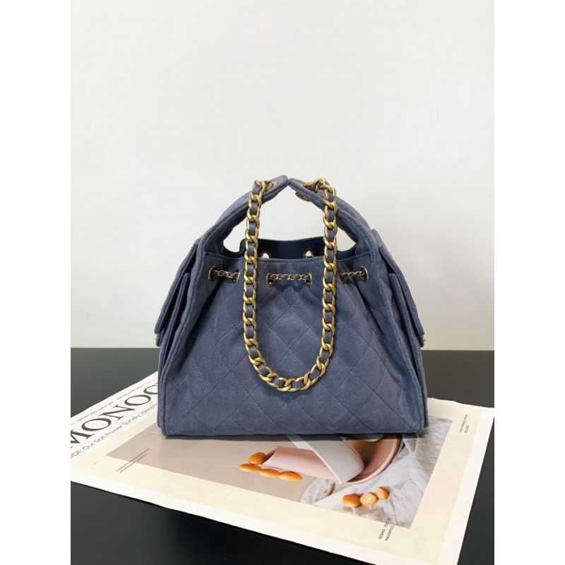 Chanel 25 small handbag Suede Calfskin AS5293 Blue