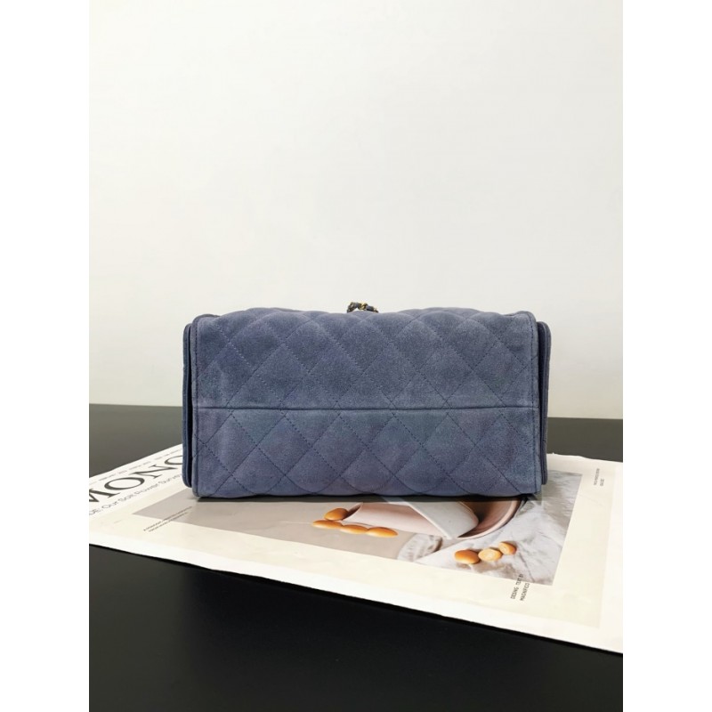 Chanel 25 small handbag Suede Calfskin AS5293 Blue