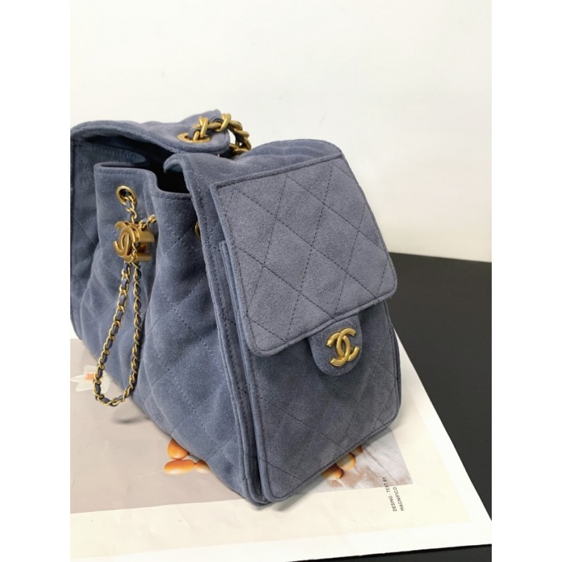 Chanel 25 small handbag Suede Calfskin AS5293 Blue