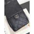 Chanel 25 small handbag Grained Calfskin Silver Metal AS5293 Black