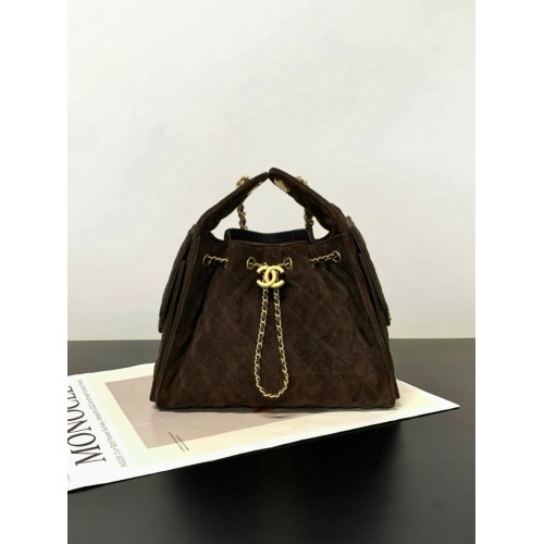 Chanel 25 small handbag Suede Calfskin AS5293 Dark Brown