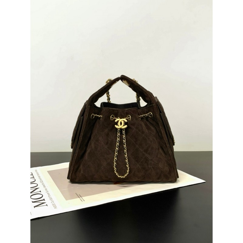 Chanel 25 small handbag Suede Calfskin AS5293 Dark Brown