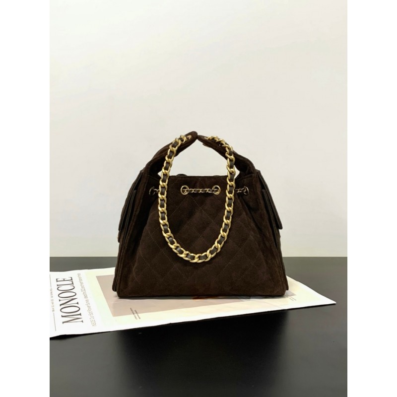 Chanel 25 small handbag Suede Calfskin AS5293 Dark Brown