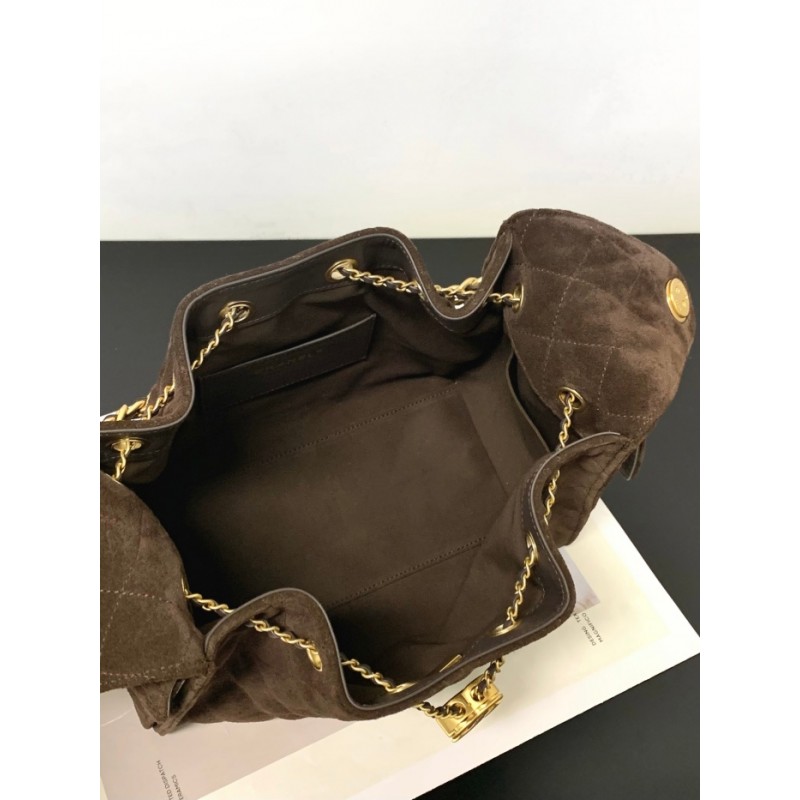 Chanel 25 small handbag Suede Calfskin AS5293 Dark Brown