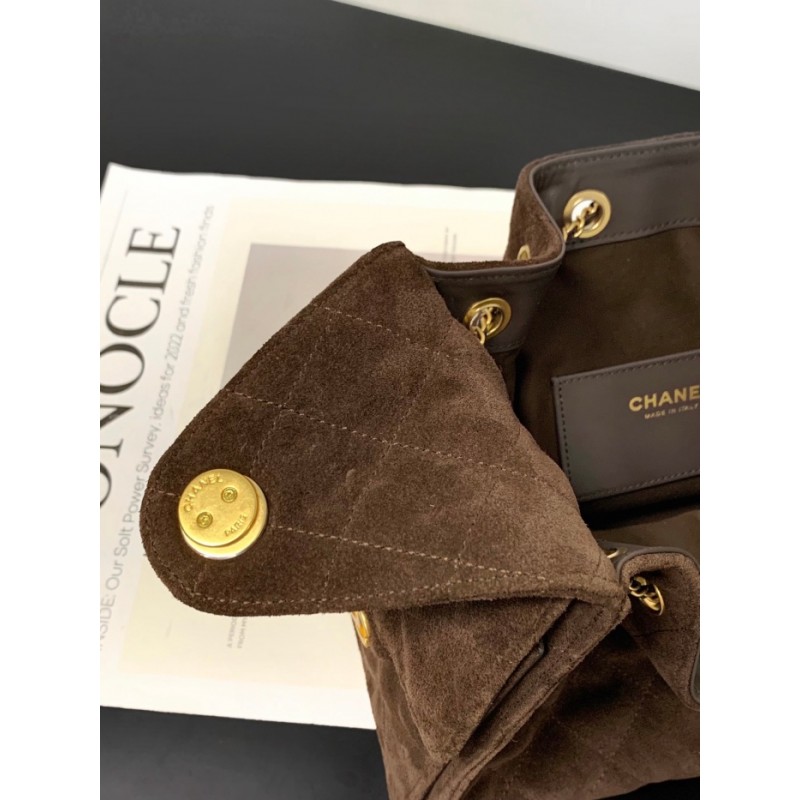 Chanel 25 small handbag Suede Calfskin AS5293 Dark Brown