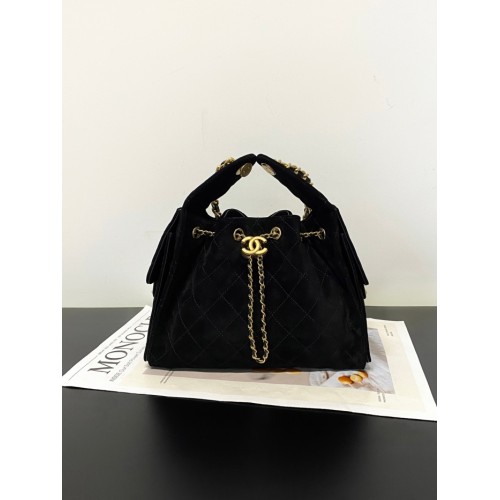 Chanel 25 small handbag Suede Calfskin AS5293 Black