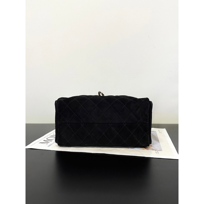 Chanel 25 small handbag Suede Calfskin AS5293 Black