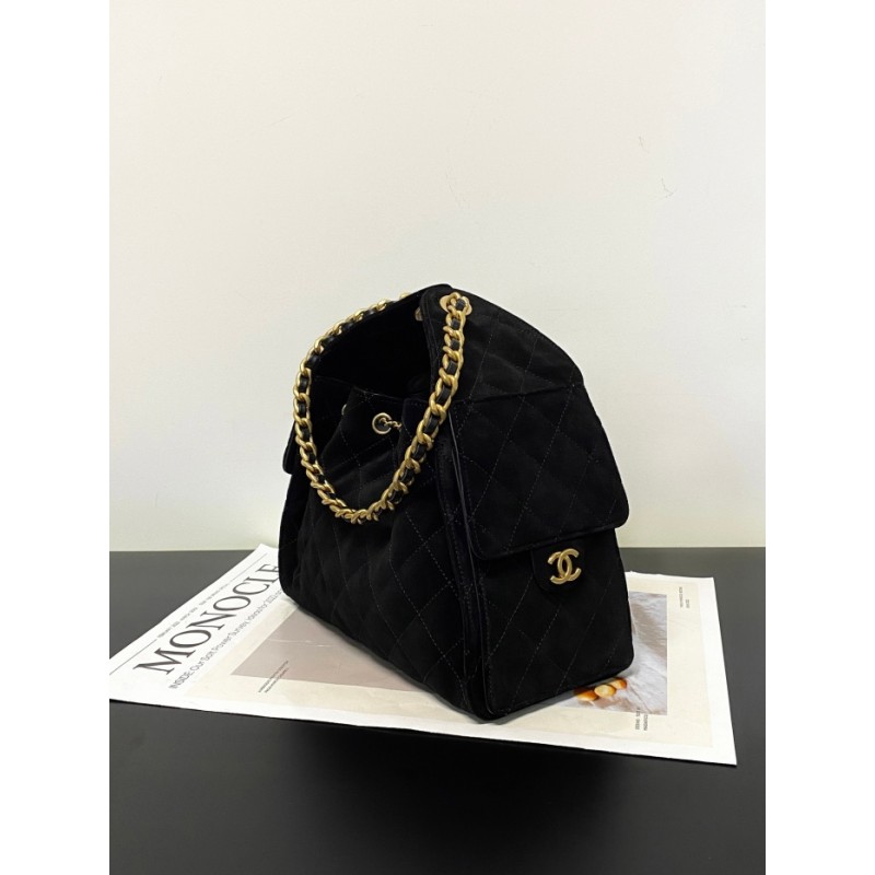 Chanel 25 small handbag Suede Calfskin AS5293 Black