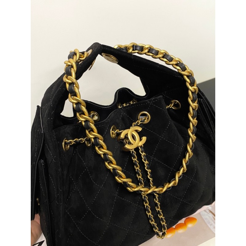Chanel 25 small handbag Suede Calfskin AS5293 Black