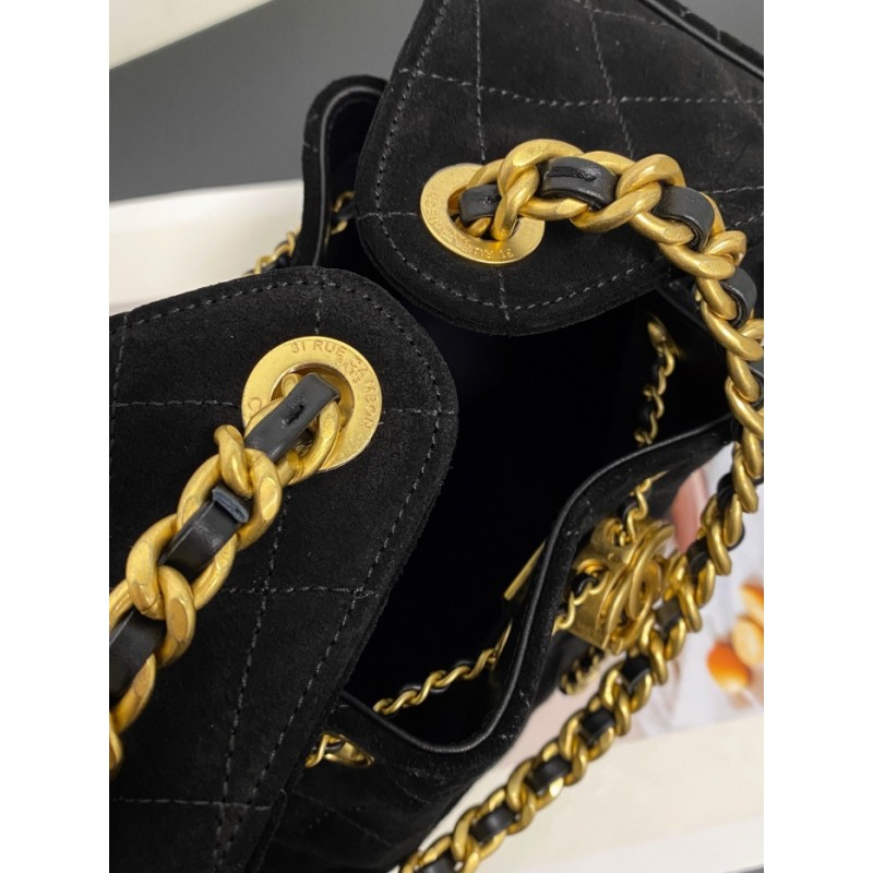 Chanel 25 small handbag Suede Calfskin AS5293 Black