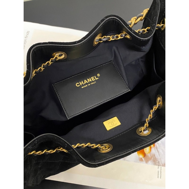 Chanel 25 small handbag Suede Calfskin AS5293 Black