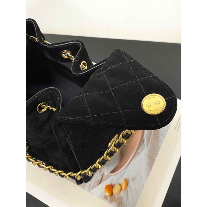 Chanel 25 small handbag Suede Calfskin AS5293 Black