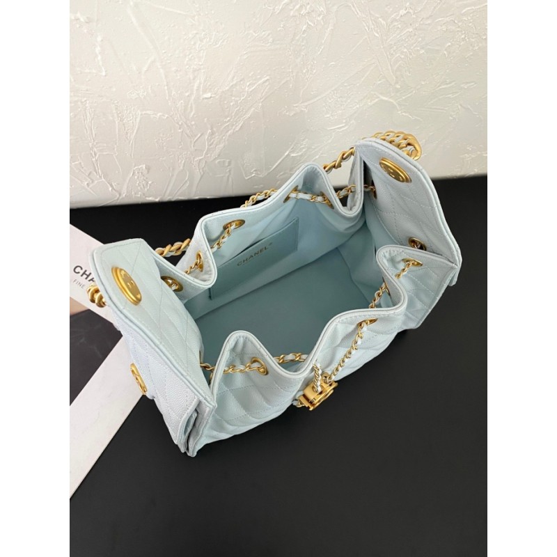 Chanel 25 small handbag Grained Calfskin AS5293 Light Blue