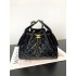 Chanel 25 small handbag Shiny Calfskin Gold-Tone & Ruthenium-Finish Metal AS5293 Black