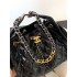 Chanel 25 small handbag Shiny Calfskin Gold-Tone & Ruthenium-Finish Metal AS5293 Black
