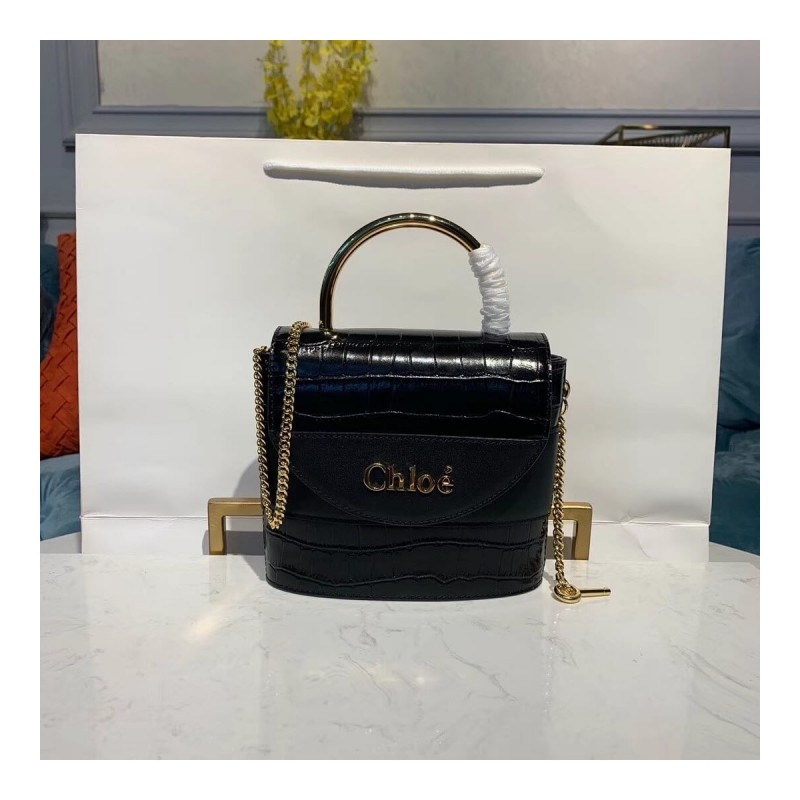 Chloe Small Aby Lock Chain Bag Embossed Croco Effect S1220
